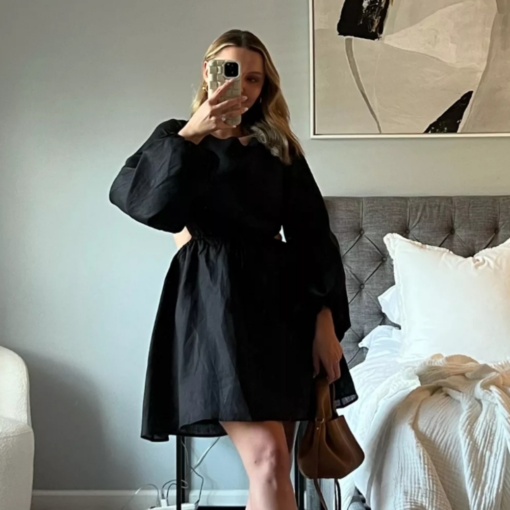 DISSH Black Long Sleeve Mini Dress